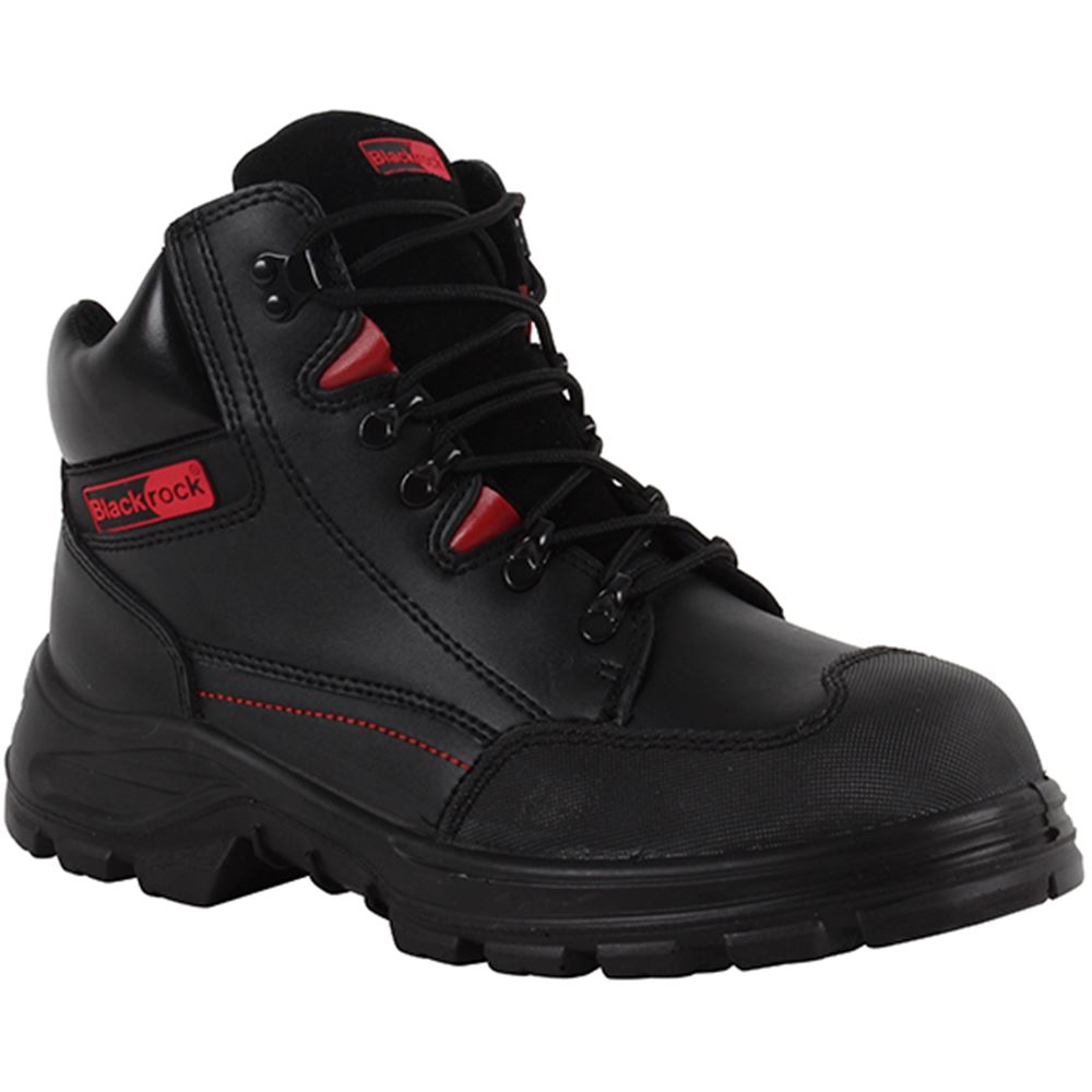 SF42 Blackrock Panther Black Leather Safety Boots Water Resistant Work Shoes 