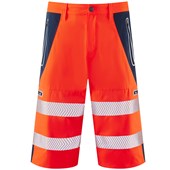 Leo Workwear Kingsley Rail Orange EcoViz Performance Hi Vis Shorts