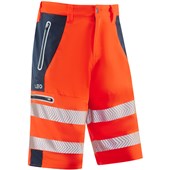 Leo Workwear Kingsley Rail Orange EcoViz Performance Hi Vis Shorts
