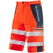 Leo Workwear Kingsley Rail Orange EcoViz Performance Hi Vis Shorts