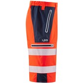 Leo Workwear Kingsley Rail Orange EcoViz Performance Hi Vis Shorts