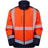 Leo Workwear Bowden Orange/Navy EcoViz Hi Vis Softshell Jacket (3L)