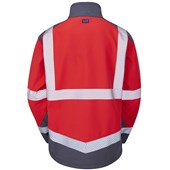 Leo Workwear Bowden Red/Grey EcoViz Hi Vis Softshell Jacket (3L)