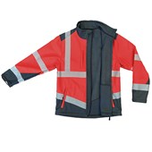Leo Workwear Bowden Red/Grey EcoViz Hi Vis Softshell Jacket (3L)