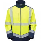 Leo Workwear Bowden Yellow/Navy EcoViz Hi Vis Softshell Jacket (3L)