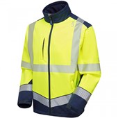 Leo Workwear Bowden Yellow/Navy EcoViz Hi Vis Softshell Jacket (3L)