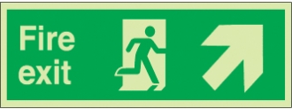 fire exit running man right arrow diag. up right