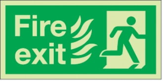 fire exit flames man 