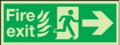 fire exit flames man arrow right 