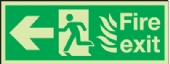 fire exit flames man arrow left 