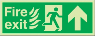 fire exit flames man arrow up 