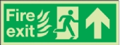 fire exit flames man arrow up 