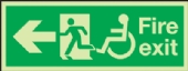 fire exit arrow left running man wheelchair 