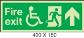 fire exit arrow up running man wheelchair 