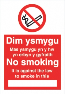 No smoking it is against law/welsh 