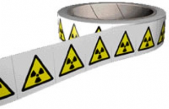 radiation labels on a roll 