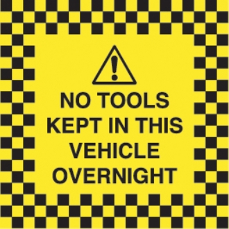 no tools kept in this vehicle overnight (reverse printed)