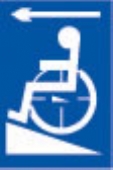 disabled ramp - arrow left (white & blue)