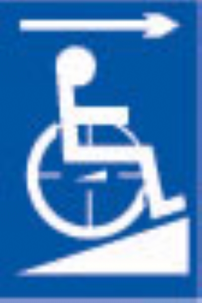 disabled ramp - arrow right (white & blue)