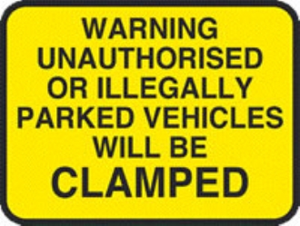 wheel clamp sign with channel