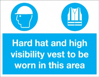 Hard hat & high visibility vest..