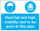 Hard hat & high visibility vest..