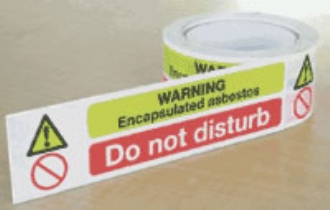 warning encapsulated asbestos - do not disturb 