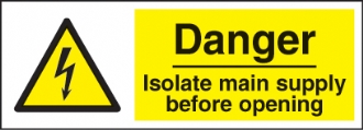 warning danger isolate main supply 