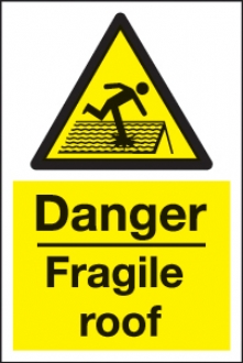danger fragile roof 