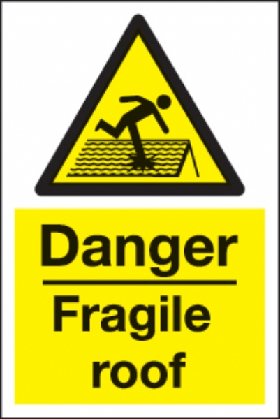 danger fragile roof 