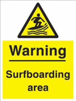 warning - surfboarding area 