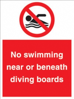 no swimming near or beneath diving boards 