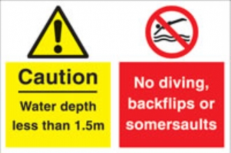 caution water depth.... no diving.... 