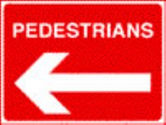 pedestrians left   white on red