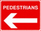 pedestrians left   white on red