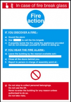 fire action in case of fire 