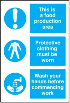 food prep area.. protec. clothing.. wash your hands. 