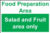 food preparation area salad and fruit