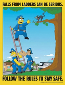 Simpsons falls from ladders