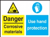 danger - corrosive materials use hand protection 