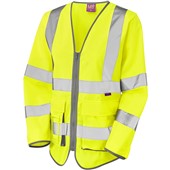 Leo Workwear Beaworthy Yellow Superior Women's Long Sleeve Hi Vis Vest 