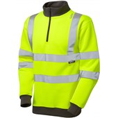 Leo Workwear Brynsworthy Yellow EcoViz Polycotton 1/4 Zip Hi Vis Sweatshirt