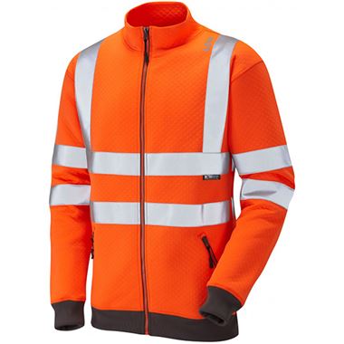 Leo Workwear Libbaton Orange EcoViz Polycotton Zipped Hi Vis Track Top