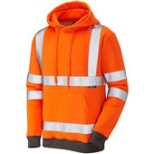 Leo Workwear Goodleigh Orange EcoViz Hi Vis Hooded Sweatshirt