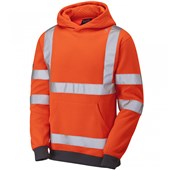 Leo Workwear Goodleigh Orange EcoViz Hi Vis Hooded Sweatshirt