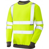 Leo Workwear Winkleigh Yellow Ecoviz Polycotton Hi Vis Sweatshirt 