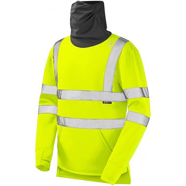Leo Workwear Combesgate Yellow EcoViz Stretch Hi Vis Snood Sweatshirt