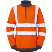 Leo Workwear Elberry Orange EcoViz 1/4 Zip Women's Hi Vis Sweatshirt