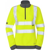 Leo Workwear Elberry Yellow EcoViz 1/4 Zip Women's Hi Vis Sweatshirt