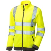 Leo Workwear Hollicombe Yellow EcoViz Polycotton Zipped Women's Hi Vis Sweatshirt